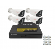 Готовый комплект IP видеонаблюдения U-VID на 4 камеры HI-88CIP3A-W видеорегистратор NVR N9916A-AI и коммутатор POE Switch