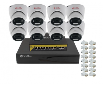 Готовый комплект IP видеонаблюдения U-VID на 8 камер HI-509FIP3B-W видеорегистратор NVR N9916A-AI и коммутатор POE Switch
