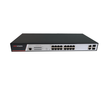 Коммутатор управляемый Hikvision DS-3E2318P 16 PoE 10/100M RJ45 2 комбо-порта (1000М Ethernet/1000M SFP)