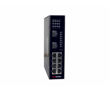 Коммутатор неуправляемый индустриальный Hikvision DS-3T0310P 8 портов Base-T 100 Мбит/с и 2 порта Base-X 1000 Мбит/с